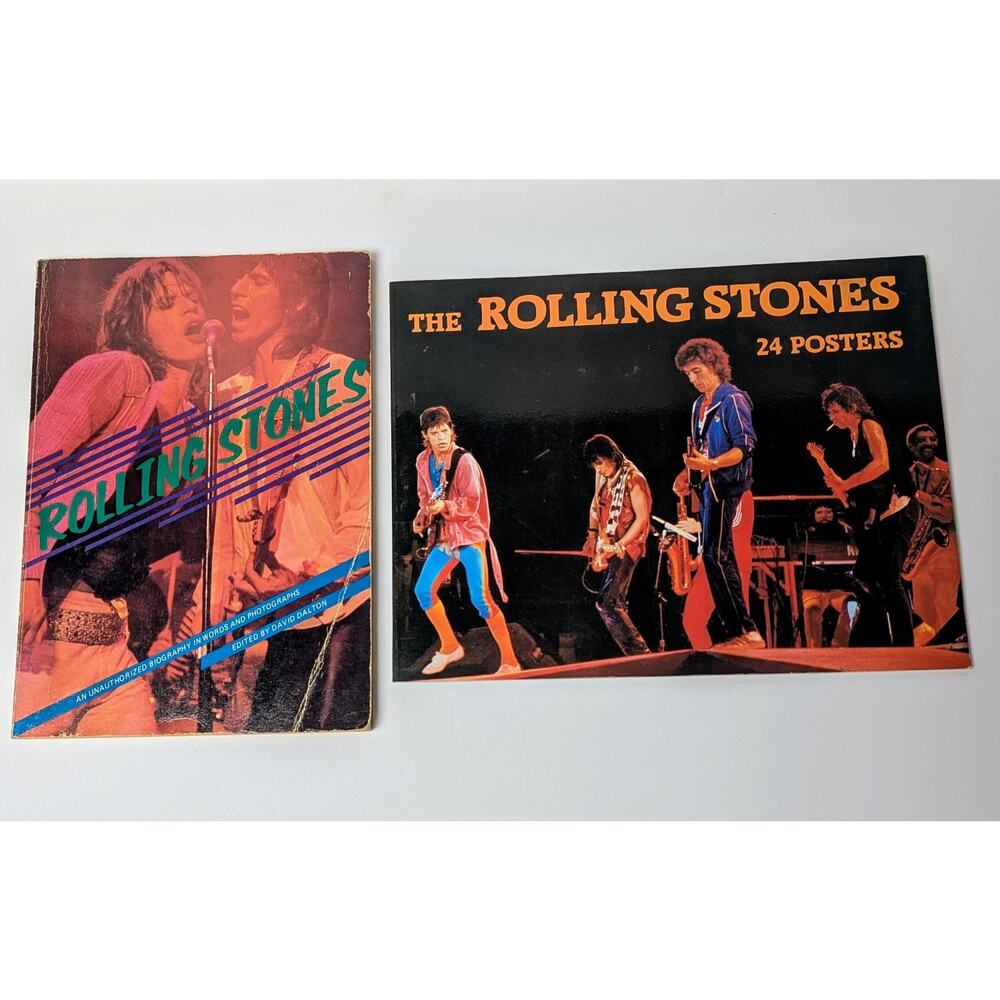 Vtg 2 Book Lot The Rolling Stones A Biography 1979 TRS 24 Posters 1983 Free Ship